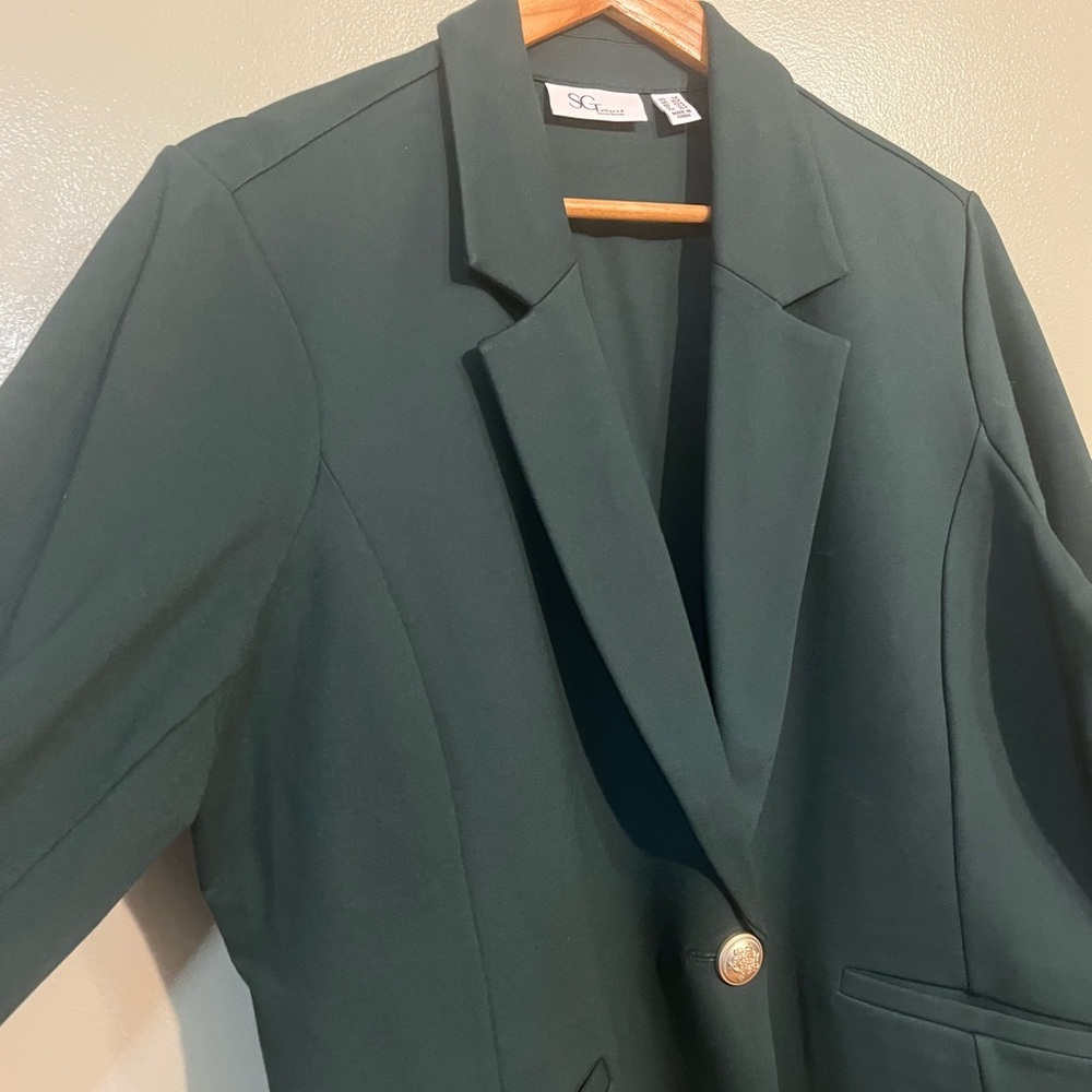 Tailored Susan Graver Ponte 350 Notch Collar  Green Blazer Office LP - Picture 4 of 9